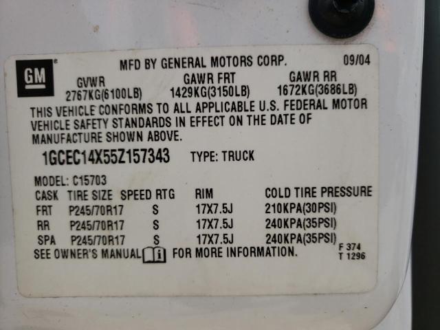 Photo 10 from auction – 2005 CHEVROLET silverado with VIN 1GCEC14X55Z157343