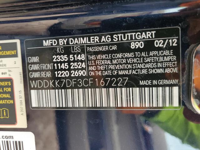 Photo 10 from auction – 2012 MERCEDES-BENZ E 550 with VIN WDDKK7DF3CF167227