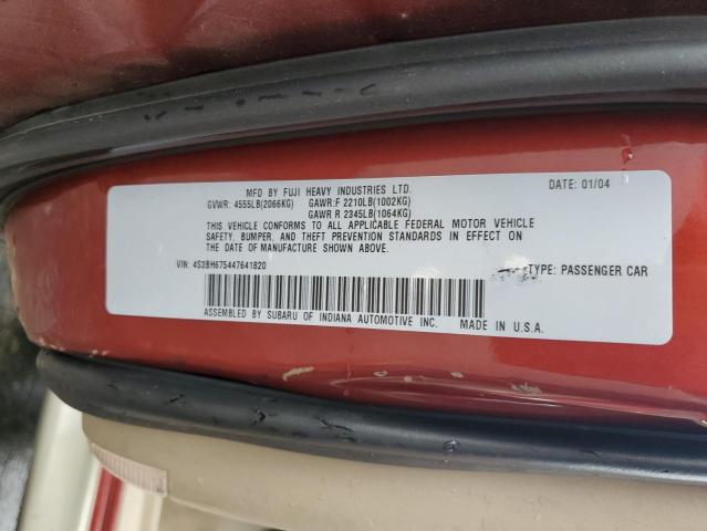 Photo 10 from auction – 2004 SUBARU LEGACY OUT with VIN 4S3BH675447641820