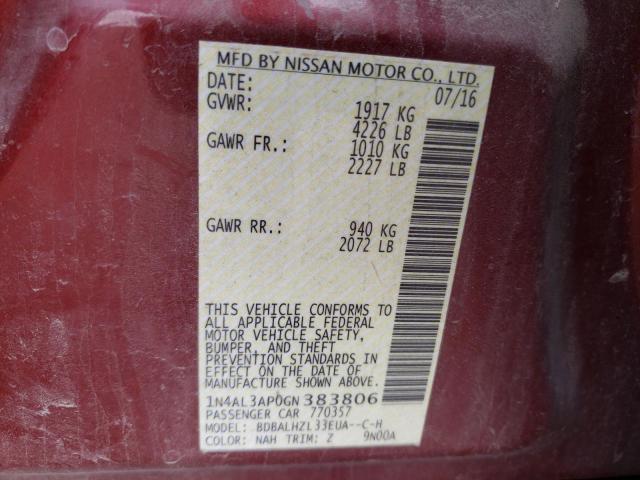 Photo 10 from auction – 2016 NISSAN ALTIMA 2.5 with VIN 1N4AL3AP0GN383806
