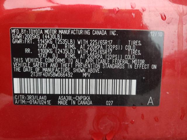 Photo 10 from auction – 2011 TOYOTA RAV4 LIMIT with VIN 2T3YF4DV5BW066492