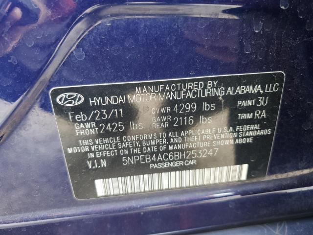 Photo 10 from auction – 2011 HYUNDAI SONATA GLS with VIN 5NPEB4AC6BH253247