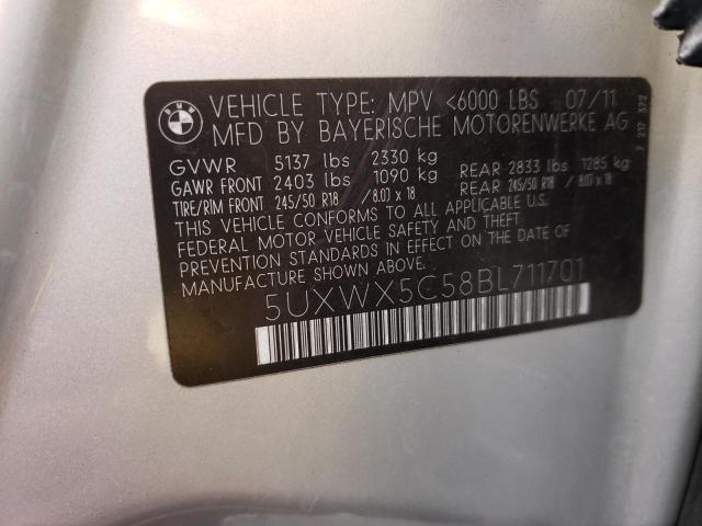 Photo 10 from auction – 2011 BMW X3 XDRIVE2 with VIN 5UXWX5C58BL711701