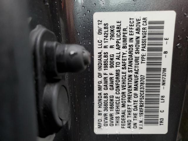 Photo 10 from auction – 2012 HONDA CIVIC LX with VIN 19XFB2F52CE378707