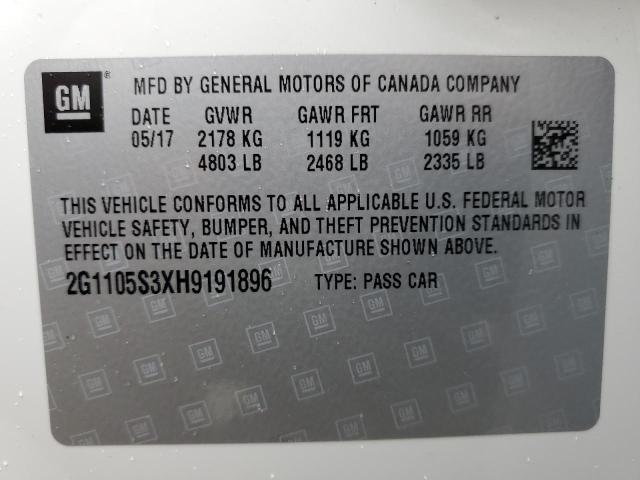 Photo 10 from auction – 2017 CHEVROLET IMPALA LT with VIN 2G1105S3XH9191896