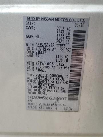 Photo 10 from auction – 2016 NISSAN PATHFINDER with VIN 5N1AR2MM5GC638607