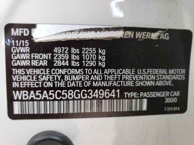 Photo 10 from auction – 2016 BMW 528 I with VIN WBA5A5C58GG349641