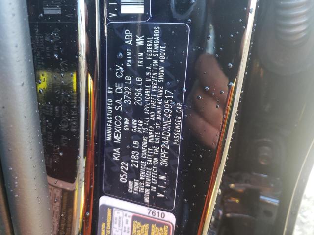 Photo 10 from auction – 2022 KIA FORTE FE with VIN 3KPF24AD3NE499517