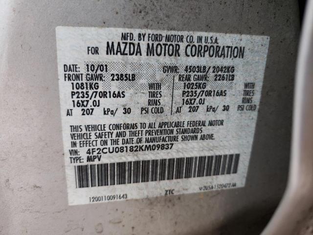 Photo 10 from auction – 2002 MAZDA TRIBUTE LX with VIN 4F2CU08182KM09837