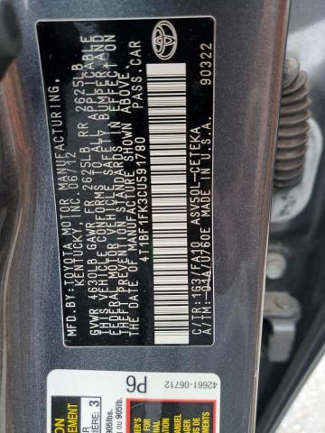 Photo 10 from auction – 2012 TOYOTA CAMRY BASE with VIN 4T1BF1FK3CU591780