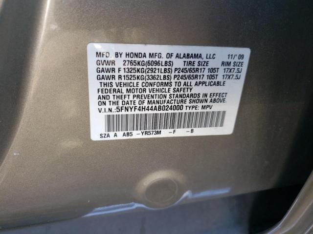 Photo 10 from auction – 2010 HONDA PILOT EX with VIN 5FNYF4H44AB024000