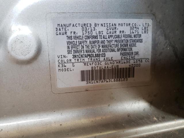 Photo 10 from auction – 2013 NISSAN VERSA S with VIN 3N1CN7AP6DL888123