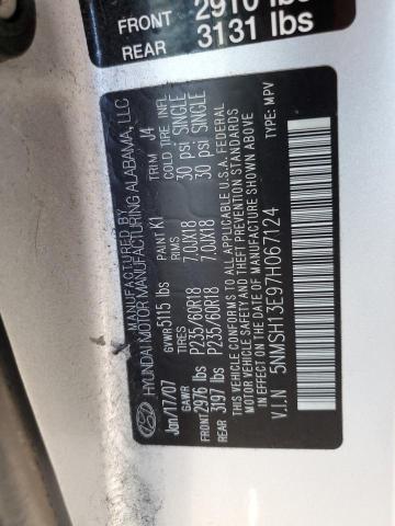 Photo 10 from auction – 2007 HYUNDAI SANTA FE S with VIN 5NMSH13E97H067124