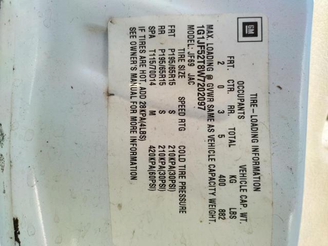 Photo 10 from auction – 1998 CHEVROLET CAVALIER L with VIN 1G1JF52T8W7202097