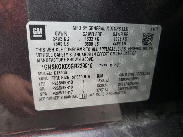 Photo 10 from auction – 2016 CHEVROLET SUBURBAN K with VIN 1GNSKGKC9GR229910
