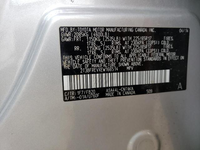 Photo 10 from auction – 2014 TOYOTA RAV4 LE with VIN 2T3BFREVXEW166514