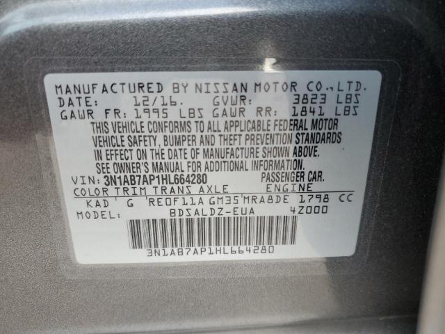 Photo 10 from auction – 2017 NISSAN SENTRA S with VIN 3N1AB7AP1HL664280