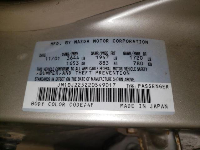 Photo 10 from auction – 2002 MAZDA PROTEGE DX with VIN JM1BJ225220549017
