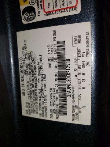 Photo 10 from auction – 2012 FORD FUSION HYB with VIN 3FADP0L30CR212538
