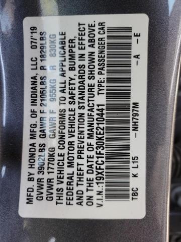 Photo 10 from auction – 2019 HONDA CIVIC EX with VIN 19XFC1F30KE210441