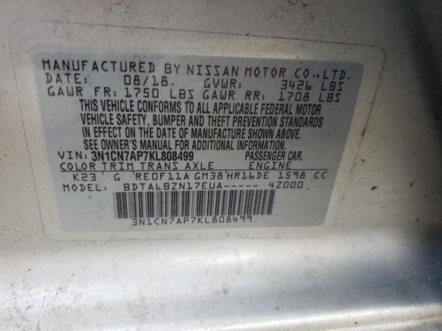 Photo 10 from auction – 2019 NISSAN VERSA S with VIN 3N1CN7AP7KL808499