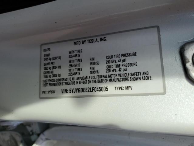 Photo 10 from auction – 2020 TESLA MODEL Y with VIN 5YJYGDEE2LF045005