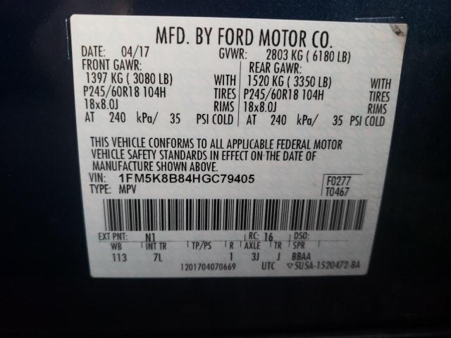 Photo 10 from auction – 2017 FORD EXPLORER with VIN 1FM5K8B84HGC79405