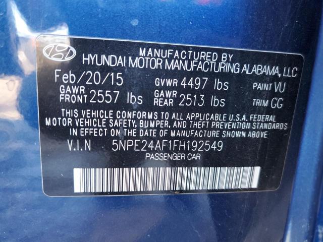 Photo 10 from auction – 2015 HYUNDAI SONATA SE with VIN 5NPE24AF1FH192549