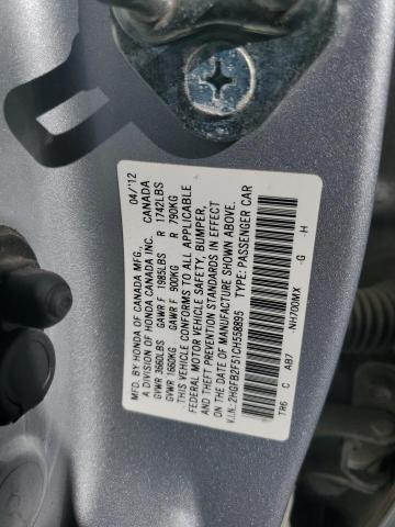 Photo 10 from auction – 2012 HONDA CIVIC LX with VIN 2HGFB2F51CH558895