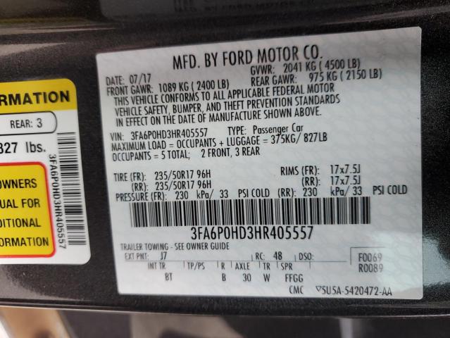 Photo 10 from auction – 2017 FORD FUSION SE with VIN 3FA6P0HD3HR405557
