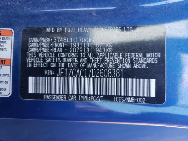 Photo 10 from auction – 2013 SUBARU BRZ 2.0 LI with VIN JF1ZCAC17D2608381