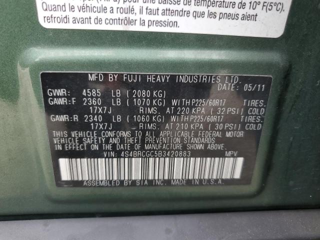 Photo 10 from auction – 2011 SUBARU OUTBACK 2. with VIN 4S4BRCGC5B3420883