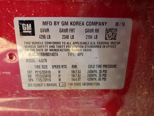 Photo 10 from auction – 2017 BUICK ENCORE PRE with VIN KL4CJASB8HB014074