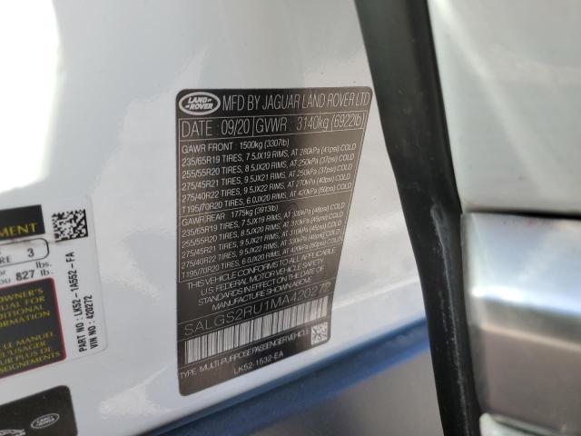 Photo 10 from auction – 2021 LAND ROVER RANGE ROVE with VIN SALGS2RU1MA420272