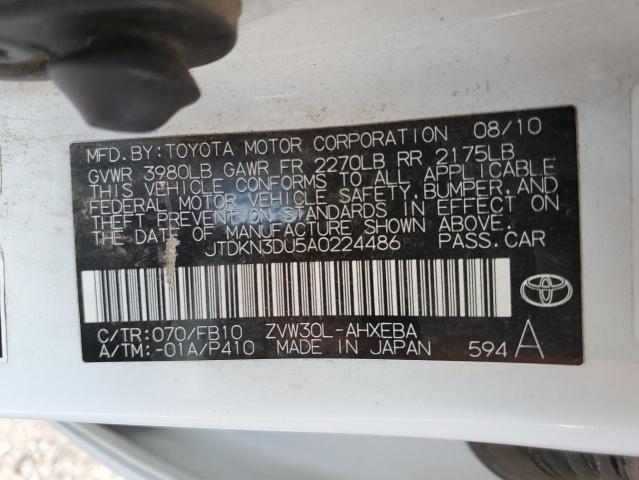 Photo 10 from auction – 2010 TOYOTA PRIUS with VIN JTDKN3DU5A0224486