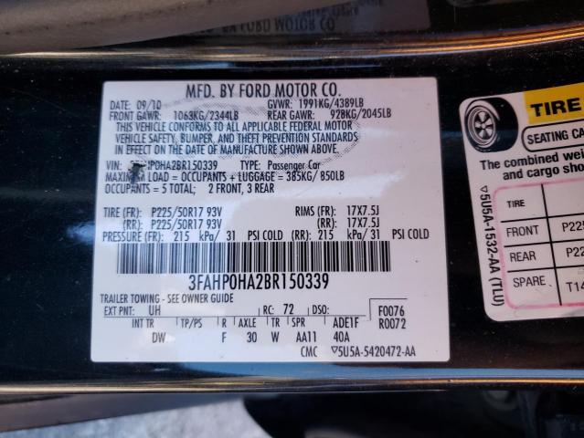 Photo 10 from auction – 2011 FORD FUSION SE with VIN 3FAHP0HA2BR150339