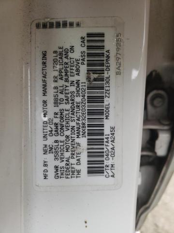 Photo 10 from auction – 2003 TOYOTA COROLLA CE with VIN 1NXBR32E03Z040211