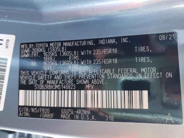 Photo 10 from auction – 2021 TOYOTA HIGHLANDER with VIN 5TDBZRBH3MS146823