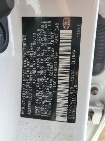 Photo 10 from auction – 2013 TOYOTA CAMRY L with VIN 4T4BF1FK7DR311124