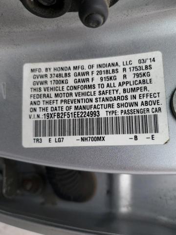 Photo 10 from auction – 2014 HONDA CIVIC LX with VIN 19XFB2F51EE224993