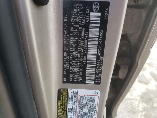 Photo 10 from auction – 2005 TOYOTA CAMRY LE with VIN 4T1BE32K05U987415