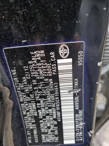 Foto 10 de la subasta – 2012 TOYOTA CAMRY BASE con VIN 4T4BF1FK5CR194643