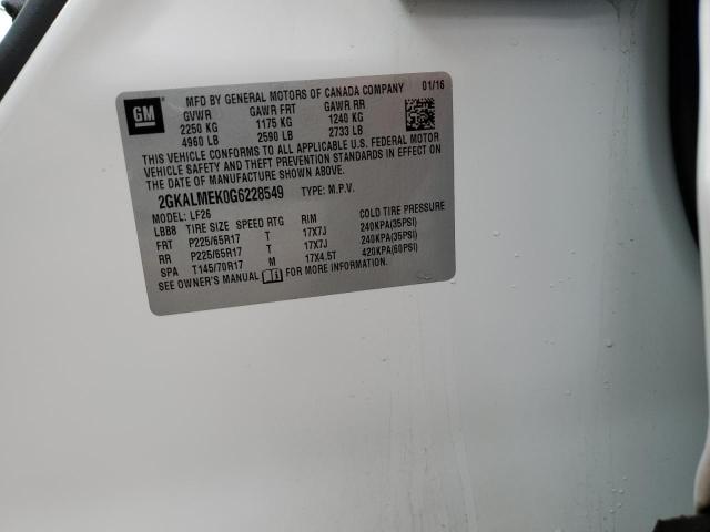 Photo 10 from auction – 2016 GMC TERRAIN SL with VIN 2GKALMEK0G6228549