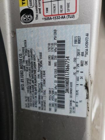 Photo 10 from auction – 2007 MERCURY MILAN with VIN 3MEHM08117R667754