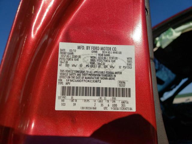 Photo 10 from auction – 2012 FORD ESCAPE XLT with VIN 1FMCU0D77CKC33872