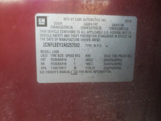Photo 10 from auction – 2010 CHEVROLET EQUINOX LT with VIN 2CNFLEEY2A6257582