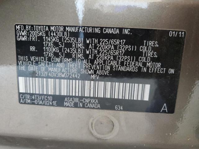 Zdjęcie 10 z aukcji – 2011 TOYOTA RAV4 z VIN 2T3ZF4DV3BW072442