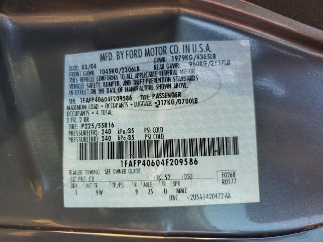 Foto 10 de la subasta – 2004 FORD MUSTANG con VIN 1FAFP40604F209586