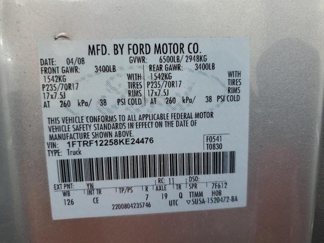 Photo 10 from auction – 2008 FORD F150 with VIN 1FTRF12258KE24476