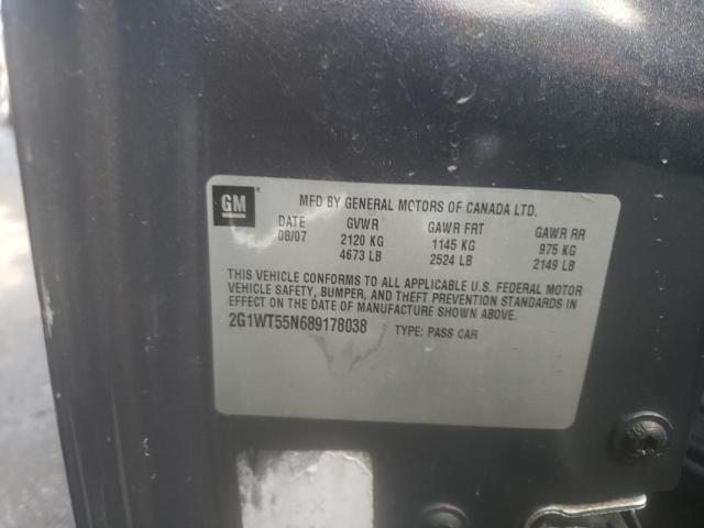 Photo 10 from auction – 2008 CHEVROLET IMPALA LT with VIN 2G1WT55N689178038
